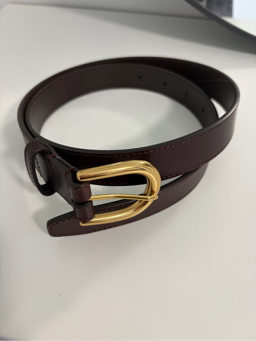 Aritzia Solid Brown Leather Brass Belt Size S